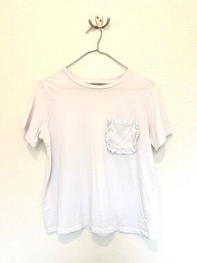 Mudo Collection White Ruffle Pocket Tee